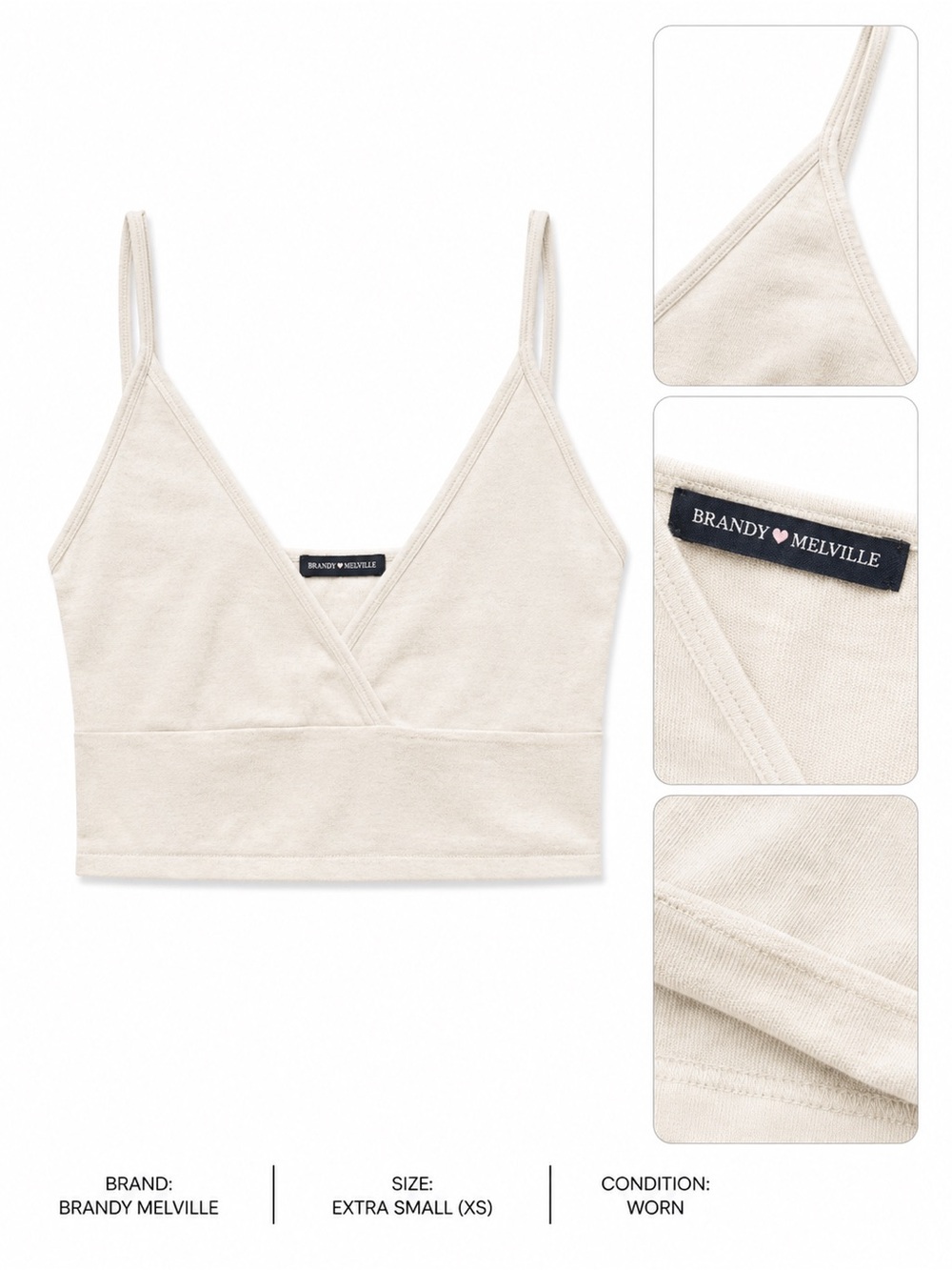Brandy Melville Cream/white Triangle Crop Bralette/shirt